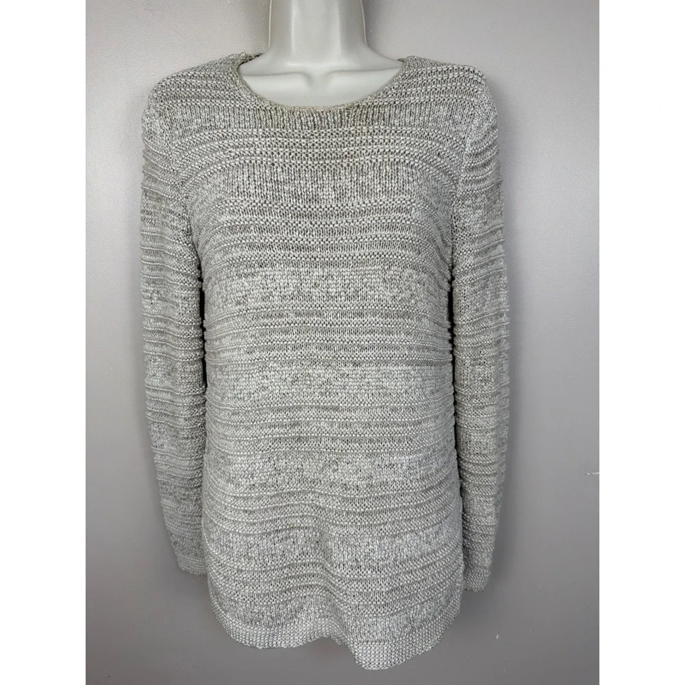 DANA BUCHMAN Striped Knit Sweater Women Size S Cotton Blend
